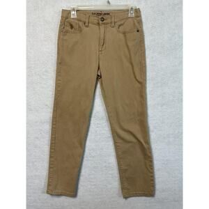 U.S. Polo Assn Pants Girls 14 Khaki Chino Stretch Slim Straight Embroidered Pony